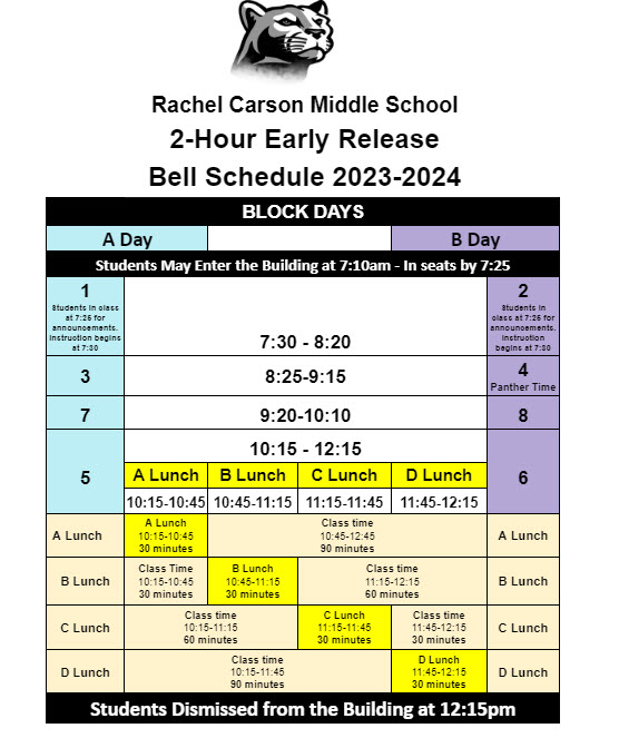 2 hour early release bell schedule