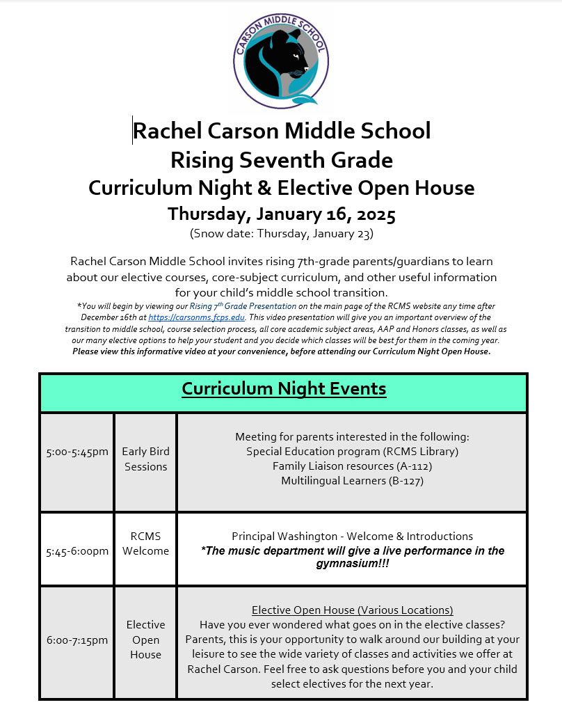 image of flyer for curriculum night