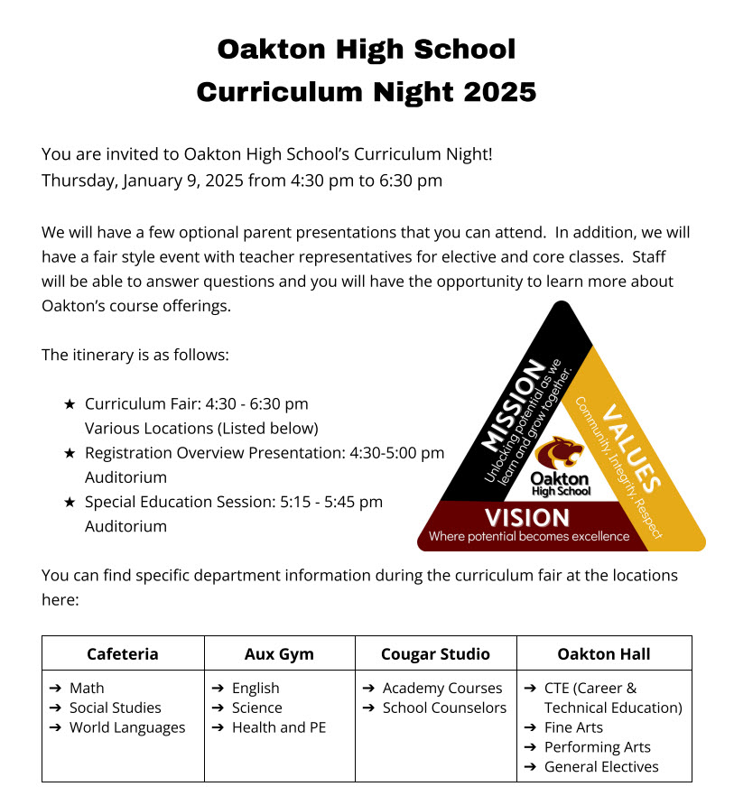 curriculum night flyer