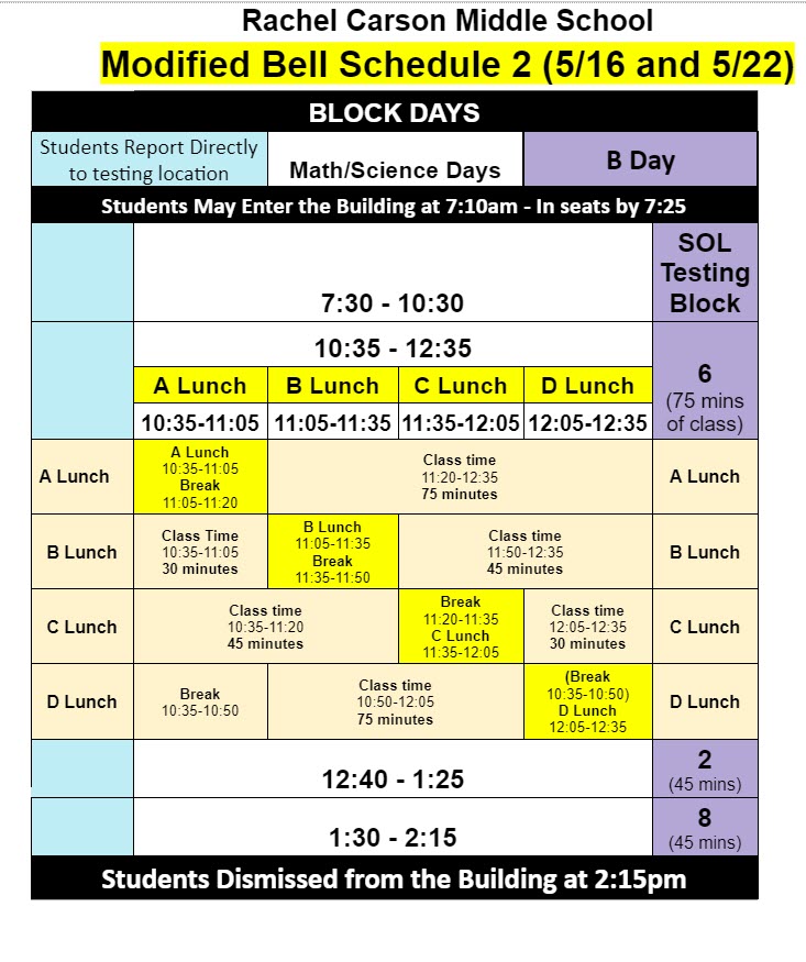 bell schedule 2